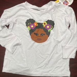 Elle Olivia 2T Long Sleeve Girl's Diversity African American Girl White T-Shirt